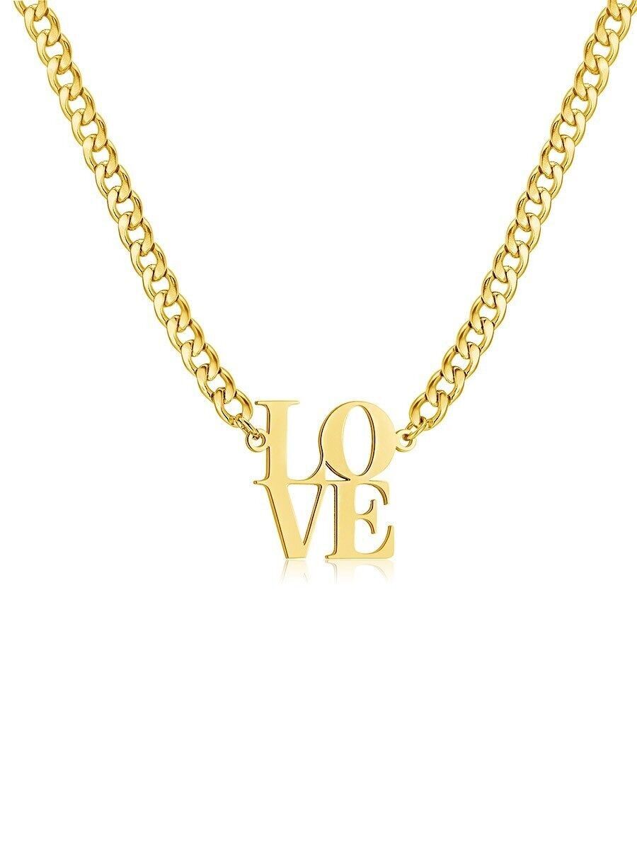 LOVE-Halskette aus Silber- oder Goldstahl