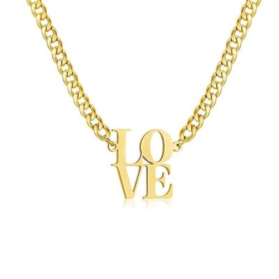 LOVE Necklace in Silver or Gold Steel