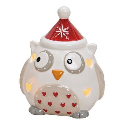 Colorful ceramic Christmas owl lantern