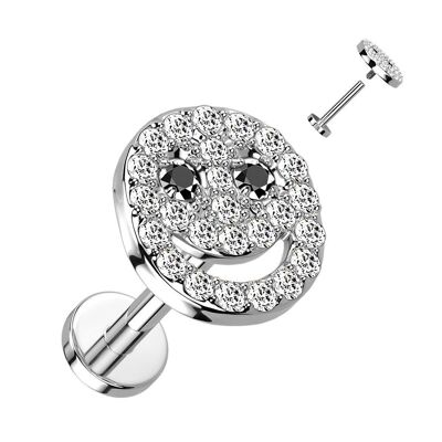 SMILEY Labret-Piercing aus Stahl und Zirkonium