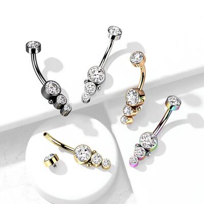 Piercing Ombligo TOSHA en Acero y Circonio