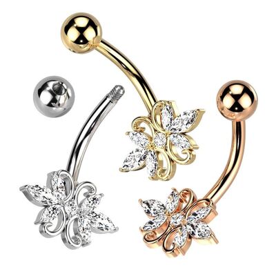 AMELIA Bauchnabelpiercing aus Stahl und Zirkonium