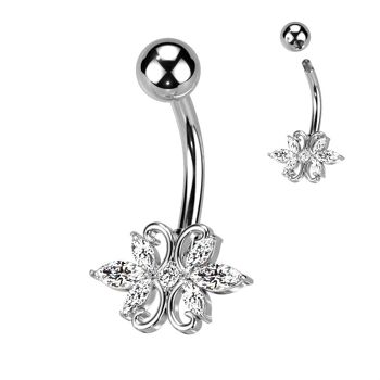 Piercing Nombril AMELIA en Acier et Zirconium 4