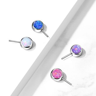 DIY-Top für Titan-Piercing – glitzernder runder Opal
