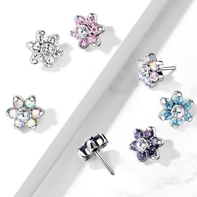 Top DIY para piercing de titanio - Flor de circonio