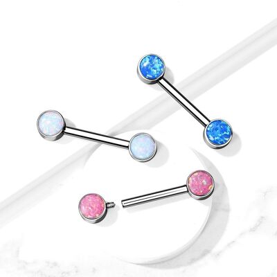 VALINA Nipple Piercing in Titanium and Opal