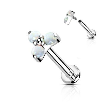 Piercing Labret REGINA en Titane et Opale 6