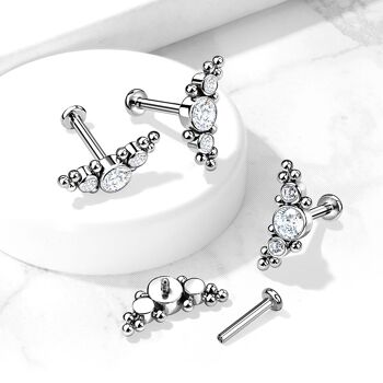 Piercing Labret BELVA en Titane et Zirconium 2