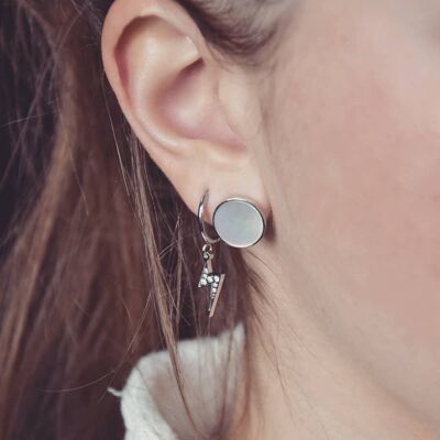 FULLMOON Earrings in Silver and Mother-of-Pearl