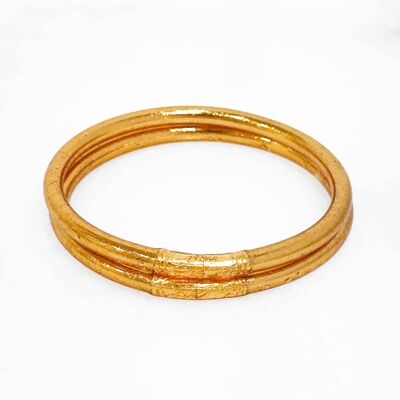 Zertifiziertes buddhistisches Armband, hergestellt in Thailand mit Mantra – einfaches Modell 6 mm – ORANGE GOLD