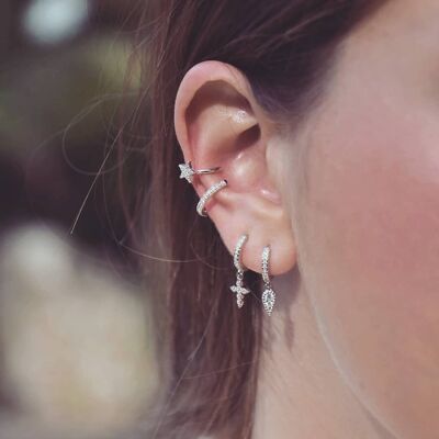 ANGUILLA Hoop Earrings in Silver and Zirconium