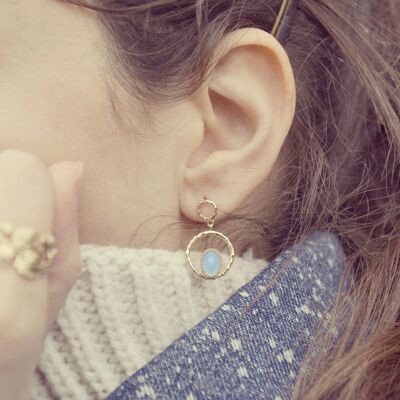 MEKONG-Ohrringe aus vergoldetem und blauem Achat