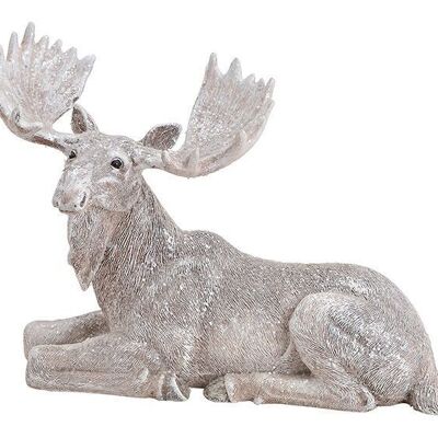 Moose with glitter lying made of poly white (W / H / D) 24x16x9cm