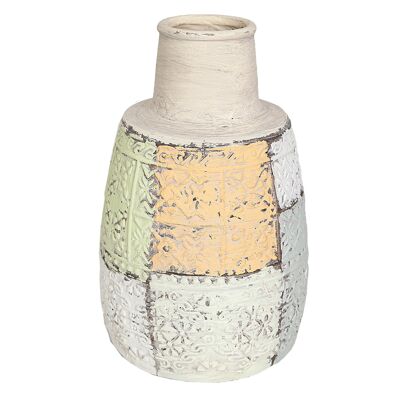 CERAMIC VASE CARVED COLORS HM22416