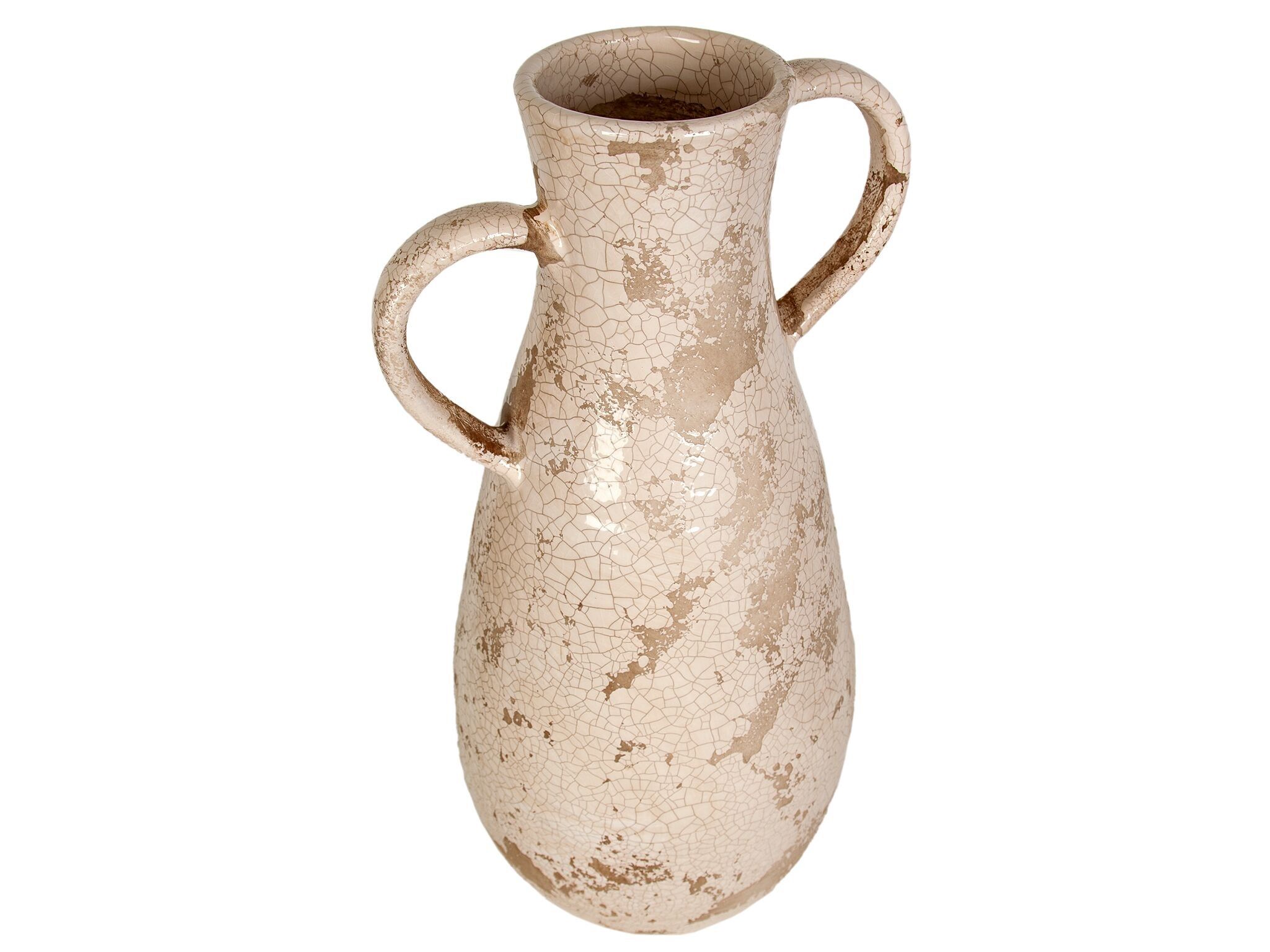 VASE ANTIQUE EN CÉRAMIQUE BLANCHE AVEC POIGNÉES HM31107
