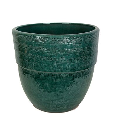 GLAZED GREEN CERAMIC POT COVER 28X28X28CM HM31117