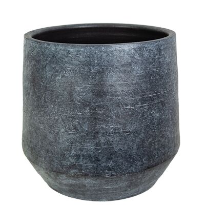 COUVERCLE-POT CERAMIQUE GRIS PATINE 25X25X25CM HM31120