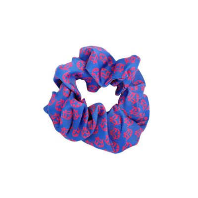 Ti Koro Nko Agyina Silk Scrunchie (Rouge sur bleu électrique)