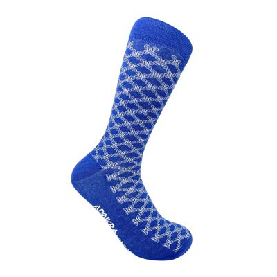 Chaussettes en coton peigné Mpatapo (blanc sur bleu)