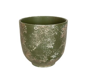 COUVERCLE-POT CERAMIQUE VERT ANTIQUE 20X20X20CM HM31130