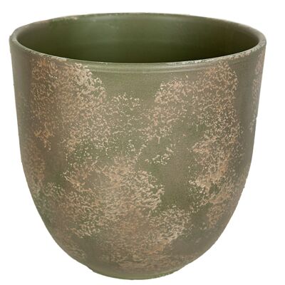 COUVERCLE-POT EN CÉRAMIQUE VERT ANTIQUE 27X27X27CM HM31132