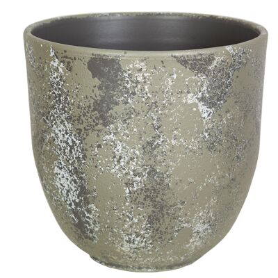 CUBREMACETA CERAMICA ANTIQUE GRIS 27X27X27CM HM31133