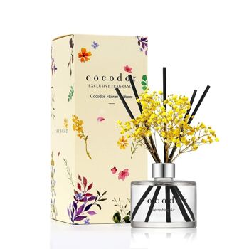 Cocodor Diffuseur de fleurs jaunes 200 ml - Parfum Vanille et bois de Santal 1