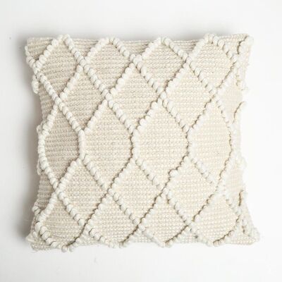 Funda de cojín de algodón texturizado tejida a mano