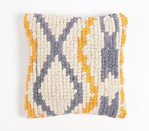 Embroidered Cotton Geometric Cushion Cover