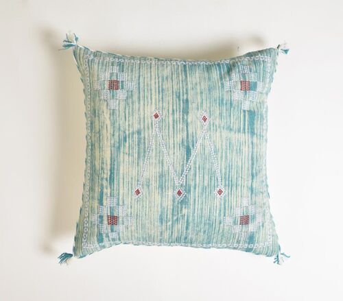 Teal Embroidered Cushion cover