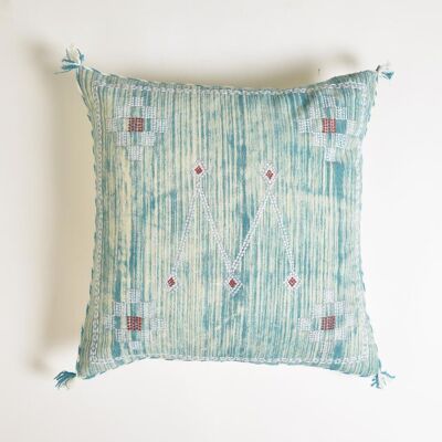Teal Embroidered Cushion cover