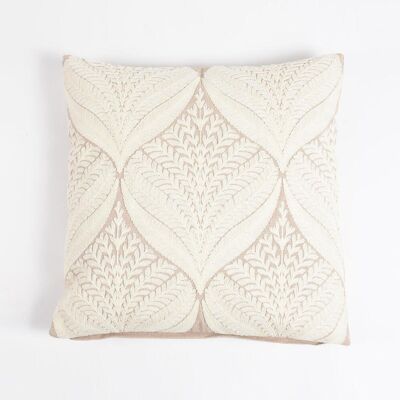 Embroidered Cotton Ivory Cushion Cover