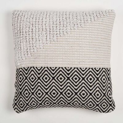 Housse de coussin monochrome tissée et touffetée