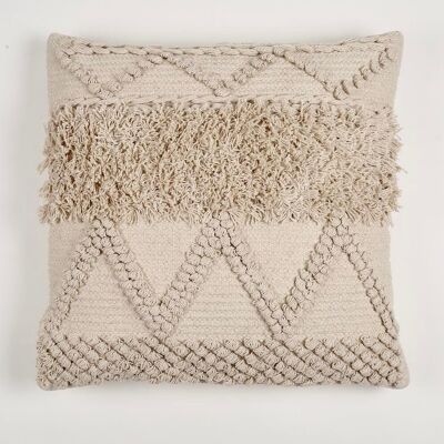 Handwoven & Tufted Cotton Off-White Cushion Cover