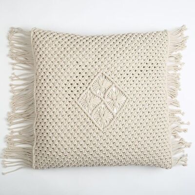 Housse de coussin à franges en macramé diamant