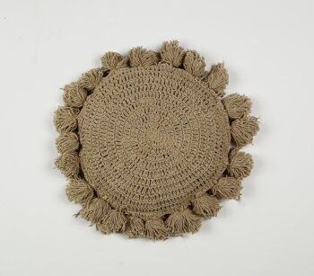 Housse de coussin faon tricotée et à pompons 5