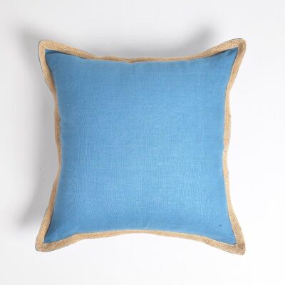 Fodera per cuscino in tela con bordo blu