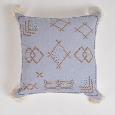 Powder Blue Embroidered Cushion cover