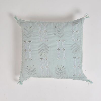 Housse de coussin brodée à la menthe minimale