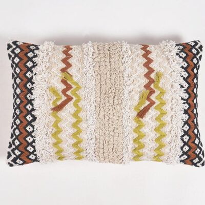 Woven & Embroidered Cotton Lumbar Cushion cover