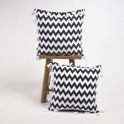 Chevron Printed & tasseled Handloom Cotton Cushion Covers (set of 2)