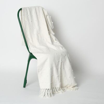 Cotton Wool Throw with Tufts & Tassels