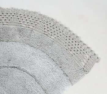 Tapis de bain gris en coton touffeté à la main 3