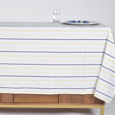 Pinstriped 4-Seater Cotton Tablecloth