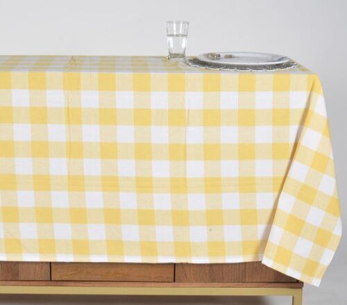 Sunshine Block Checks 4-Seater Cotton Tablecloth