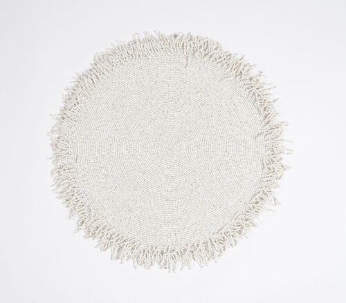 Beaded Eggshell Placemat with Fringes
