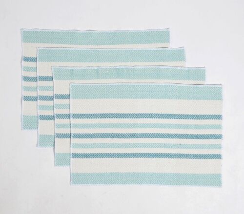 Woven Aqua Striped Placemats (set of 4)