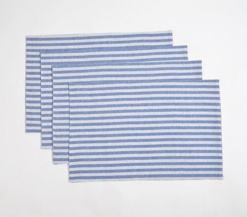 Blue Striped Cotton Placemats (Set of 4)