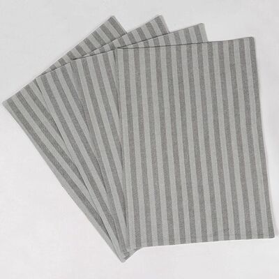 Manteles individuales de algodón a rayas grises (juego de 4)