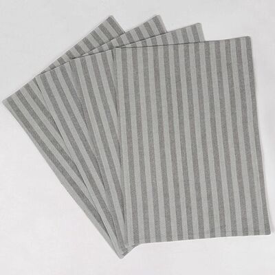 Striped Grey Cotton Placemats (set of 4)